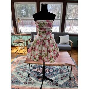 Hello Molly Upon A Cloud Strapless Mini Dress Floral Pink White XL NWT HM8072-1